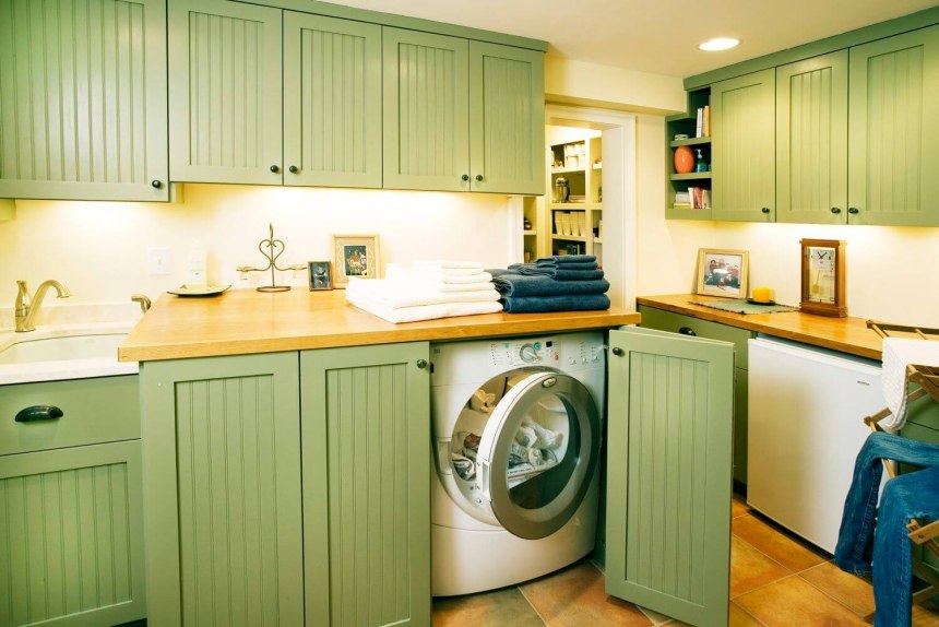 Кухни с встроенной стиральной машиной (61 фото)
