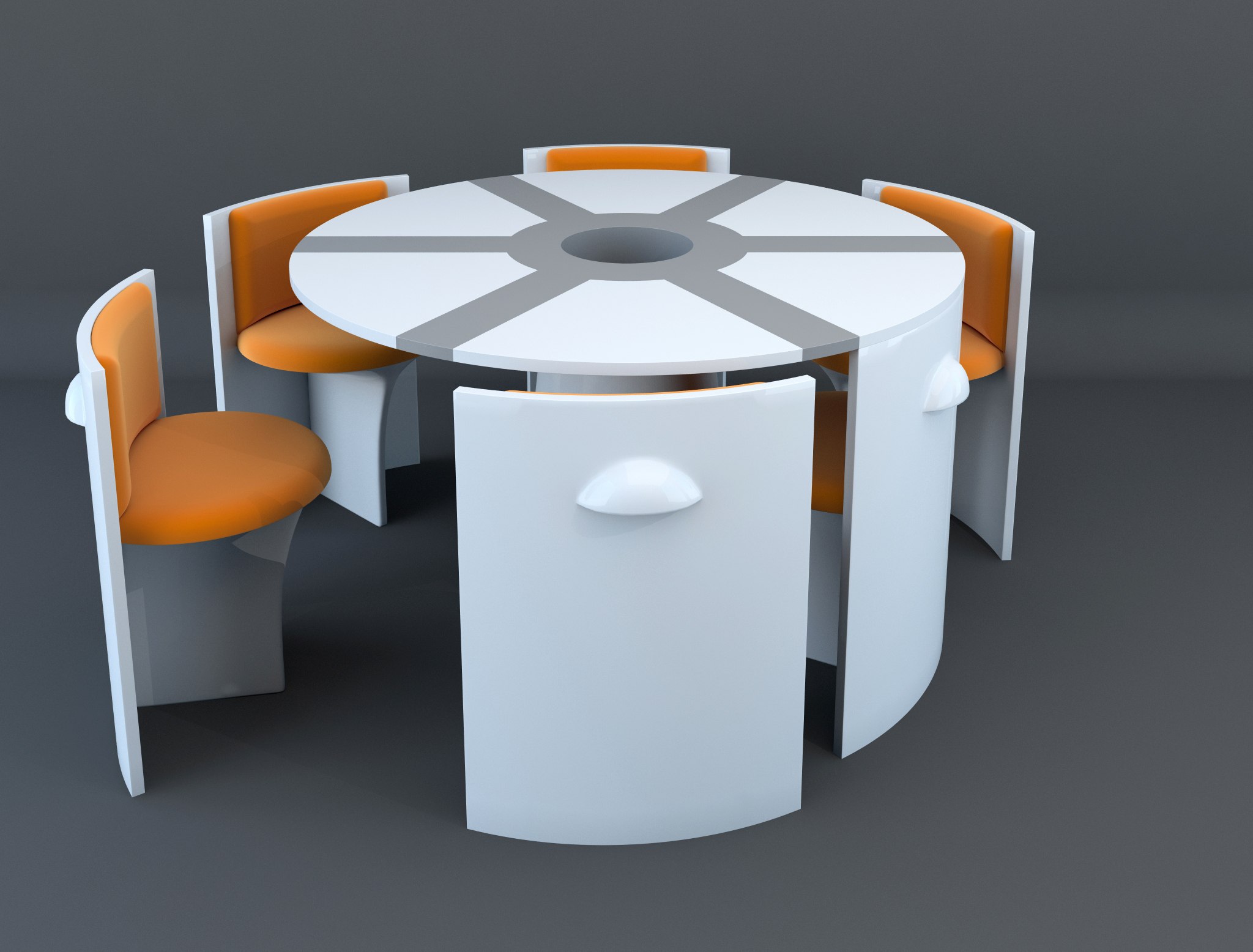 обеденная группа с круглым раздвижным столом и 4 стульями