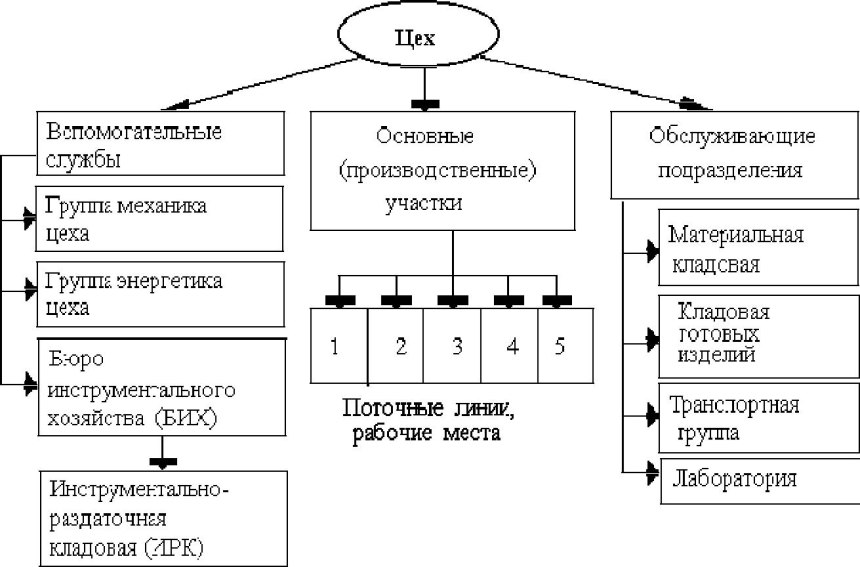 Производственная структура цеха схема предприятия