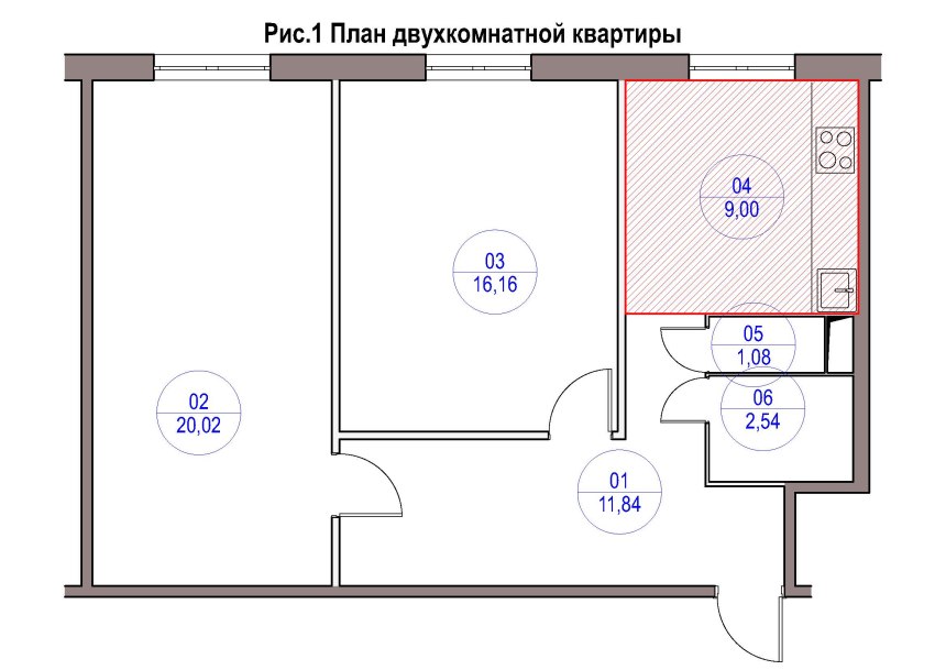 План схема двухкомнатной квартиры