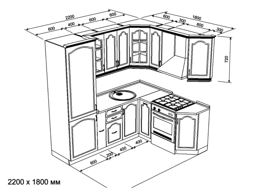 Эскизы кухонных гарнитуров для маленькой кухни (78 фото)